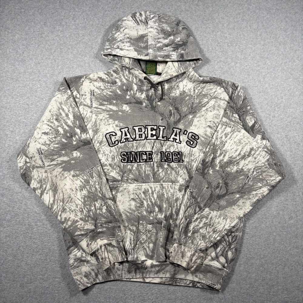 Cabela's Seclusion Open Country Hoodie Men Large Gray Camo Graphic Pullover